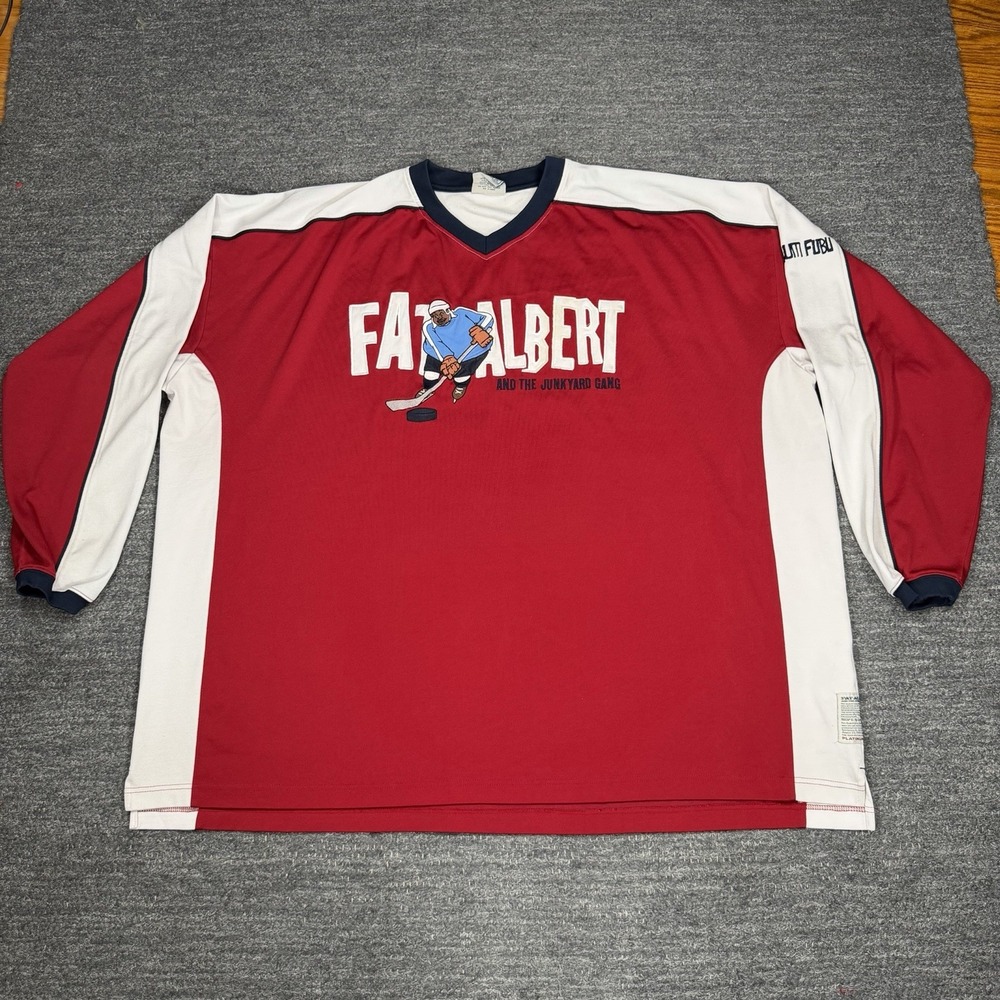 Vintage Platinum FUBU Fat Albert Hockey Jersey 6XL Baggy Streetwear Hip Hop 90s